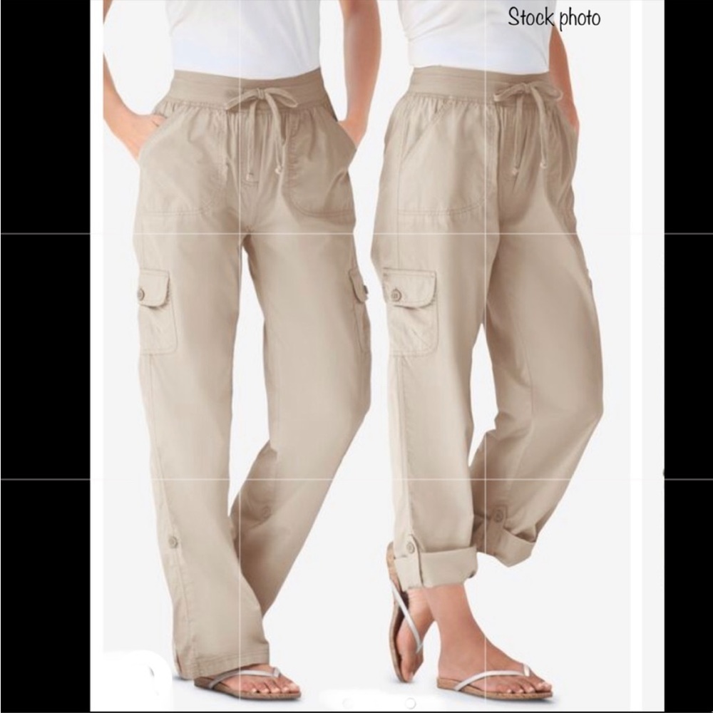 Woman Within Cotton Convertible Cargo Utility Pants 36W Petite